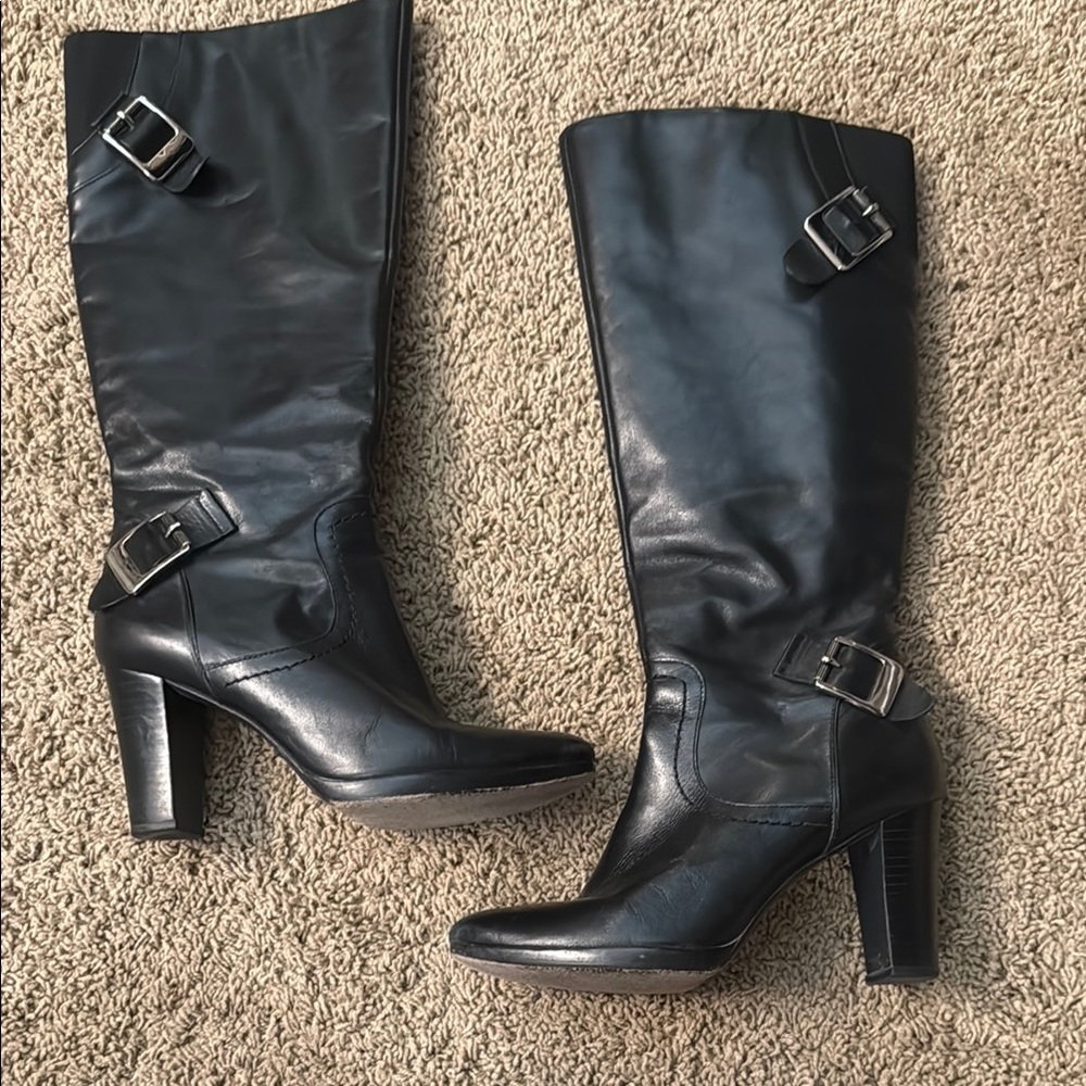ANTONIO MELANI Black Heeled Boots with Buckles